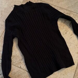 Black Ribbed Knit Sweater
